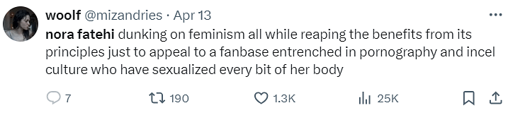 Nora Fatehi criticizes radical feminism and believes in traditional gender roles. 