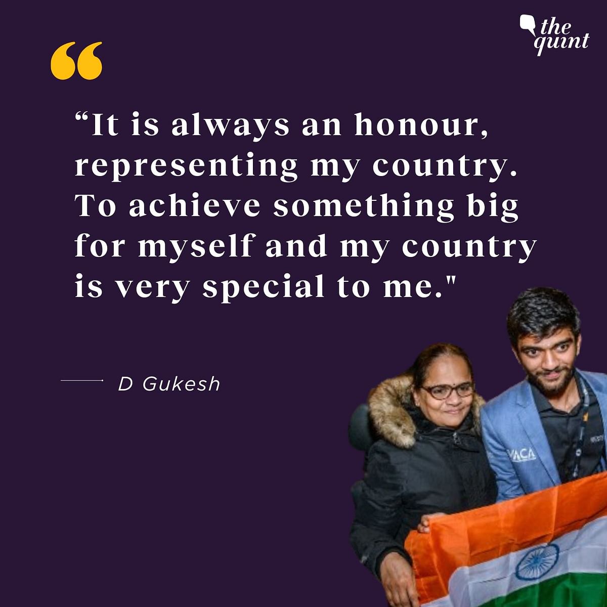 Champion of the 2024 Candidates Tournament, D Gukesh says it was 'very special' to represent India.