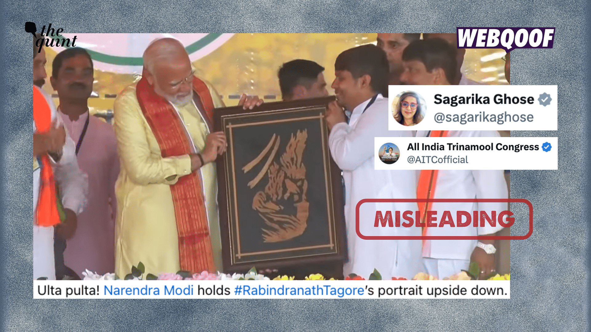 <div class="paragraphs"><p>The visuals of PM Modi holding Tagore's artwork are being shared to take a dig at the leader.</p></div>