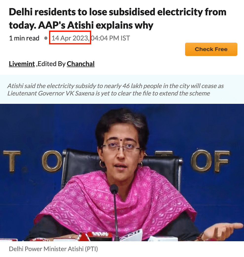 The video is not recent as claimed, and dates back to a press conference held by Atishi on 14 April 2023.