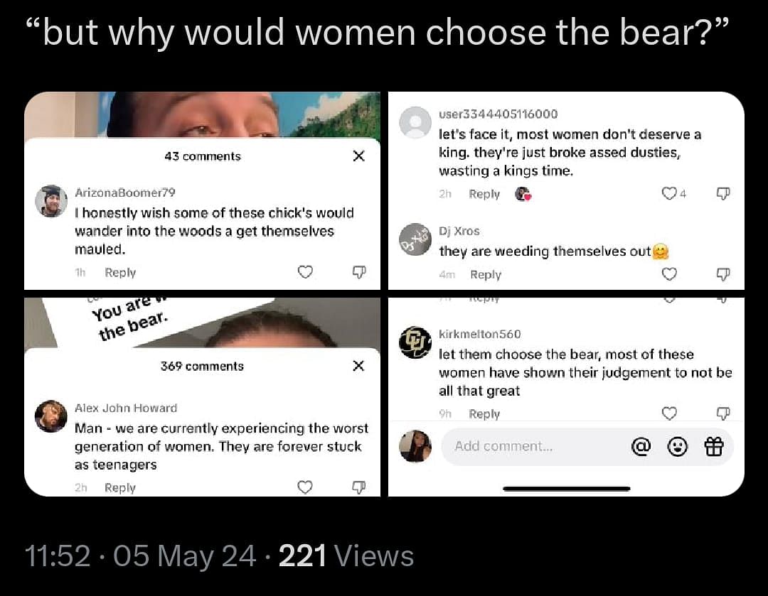 Several women have used the 'man vs bear' debate to talk about their experiences with sexual violence and abuse.