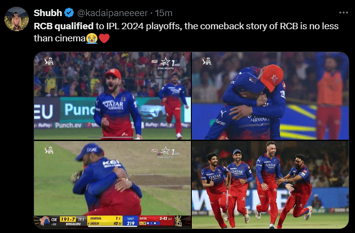 IPL 2024: Fans were ecstatic as RCB qualified for the playoffs by securing their sixth consecutive win.