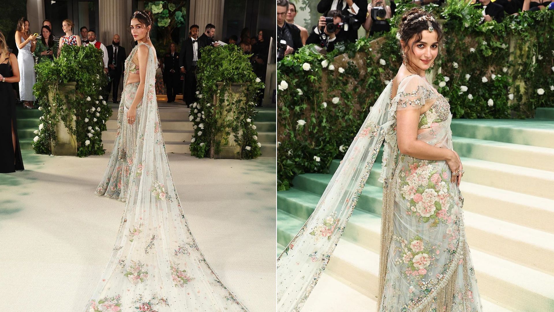 <div class="paragraphs"><p>Actor Alia Bhatt graced the Met Gala 2024 in a custom Sabyasachi saree, featuring a stunning 23-foot-long train.</p></div>