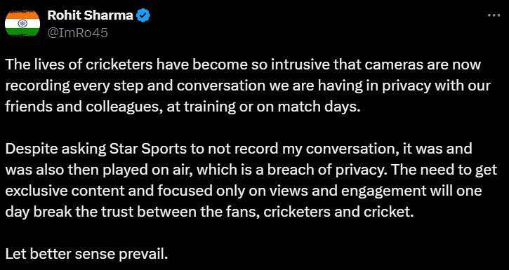 IPL 2024: Rohit Sharma expressed his dismay after a broadcaster aired his private conversation.