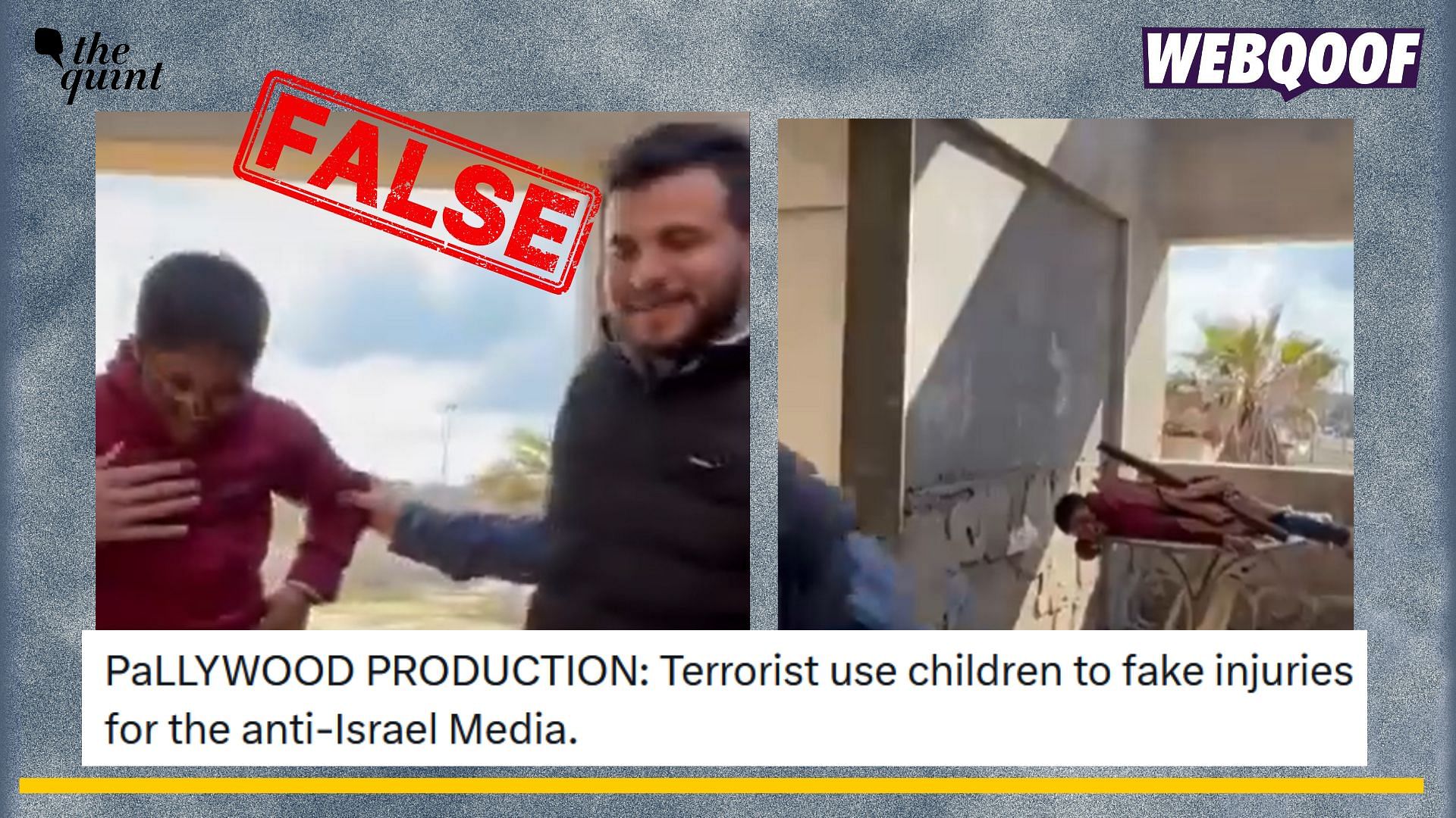 <div class="paragraphs"><p>Fact-check: A BTS clip shot for a film in 2022 is being falsely shared that Palestinians are faking their injuries. </p></div>