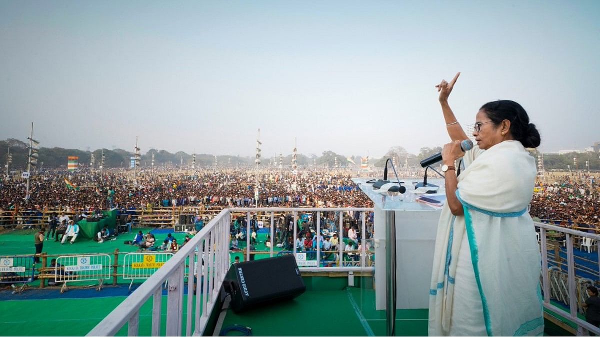 West Bengal Chief Minister Mamata Banerjee at United India Rally.&nbsp;