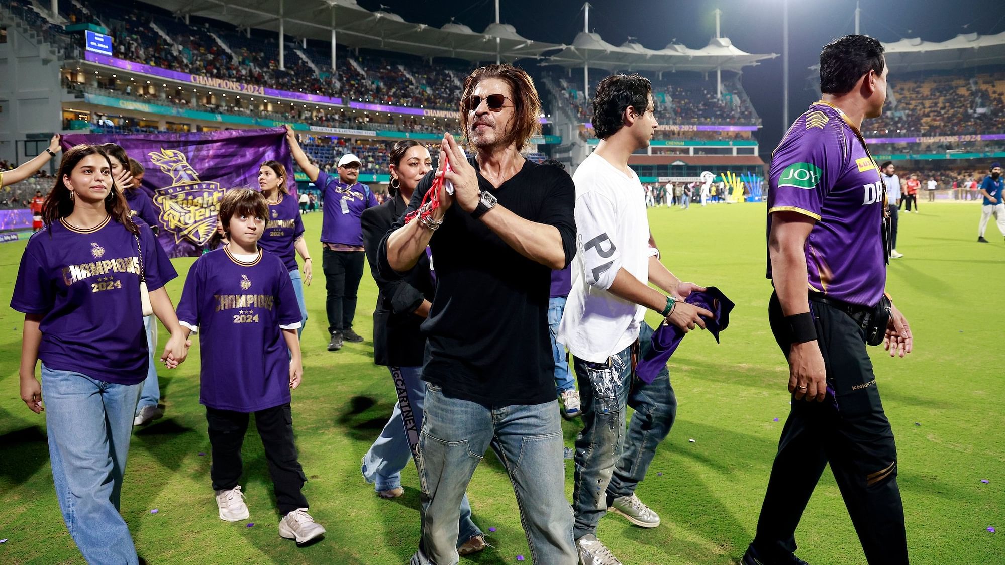 <div class="paragraphs"><p>Shah Rukh Khan co-owner of team Kolkata Knight Riders celebrating win during the final of the Indian Premier League season 17 (IPL 2024) between Kolkata Knight Riders and Sunrisers Hyderabad held at the MA Chidambaram Stadium, Chennai on the 26 May 2024.</p></div>