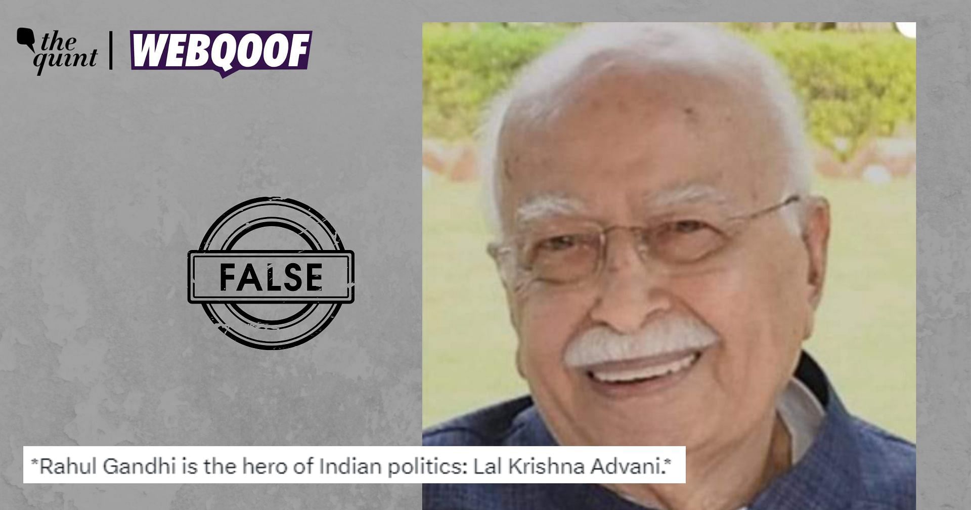 Did LK Advani Call Rahul Gandhi ‘Hero of Indian Politics’? A Fact-Check