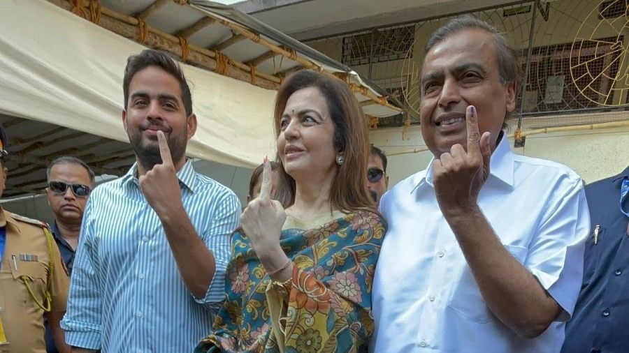 <div class="paragraphs"><p>Mukesh Ambani, his wife Nita Ambani, and their son Akash Ambani have also cast their votes.&nbsp;</p></div>