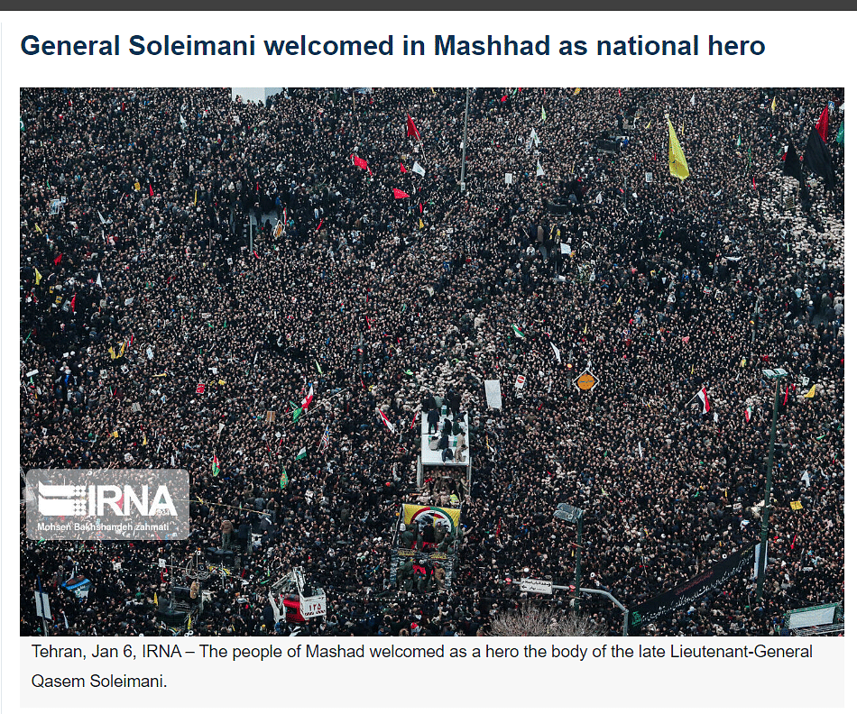We found that the image is from January 2020 and showed the funeral procession of Iranian General Qasem Soleimani.