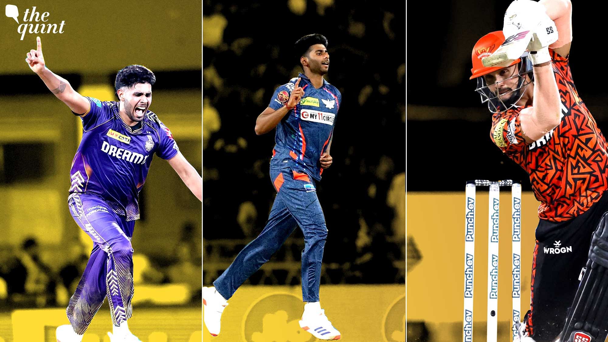 <div class="paragraphs"><p>KKR's Harshit Rana, LSG's Mayank Yadav and SRH's Abhishek Sharma.</p></div>