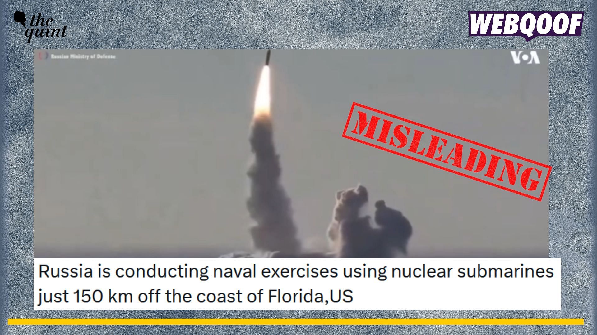 <div class="paragraphs"><p>Fact-check: An old video is being shared to claim that it shows Russian military activity 150 km off Florida coast.</p></div>