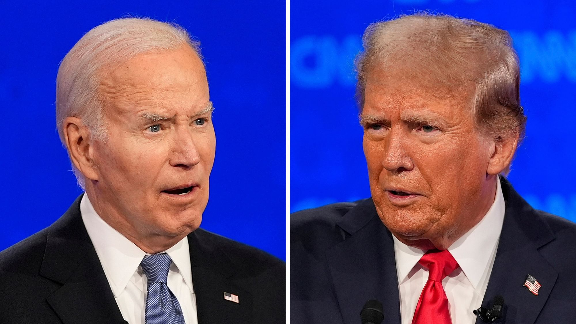 <div class="paragraphs"><p>This combination of photos shows President Joe Biden, left, and Republican presidential candidate former President Donald Trump during a presidential debate hosted by CNN, Thursday, June 27, 2024, in Atlanta. </p></div>