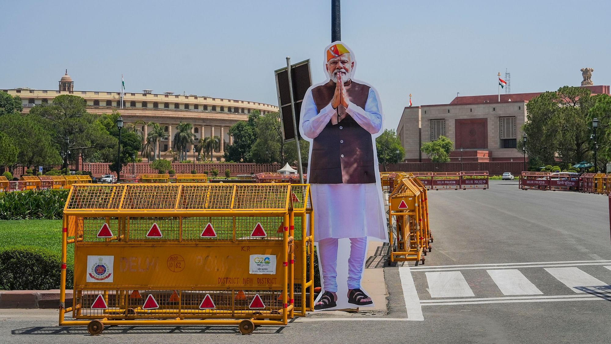 <div class="paragraphs"><p>New Delhi: A cutout of Prime Minister Narendra Modi near the Parliament House, on a hot summer day, in New Delhi, Monday, June 10, 2024.  </p></div>