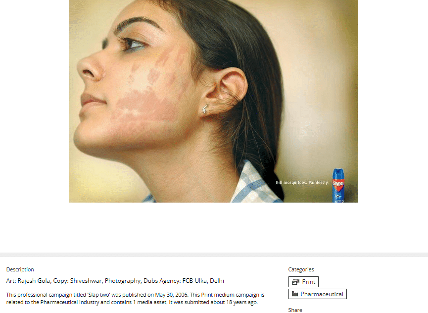 The photo showing slap mark on Kangana Ranaut's face is false. It is taken from a Baygon ad campaign in 2006.