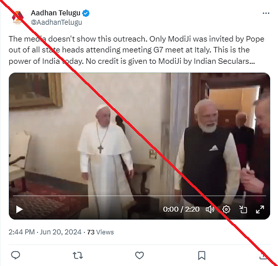 The video dates back to October 2021, when PM Modi met Pope Francis in Vatican City.