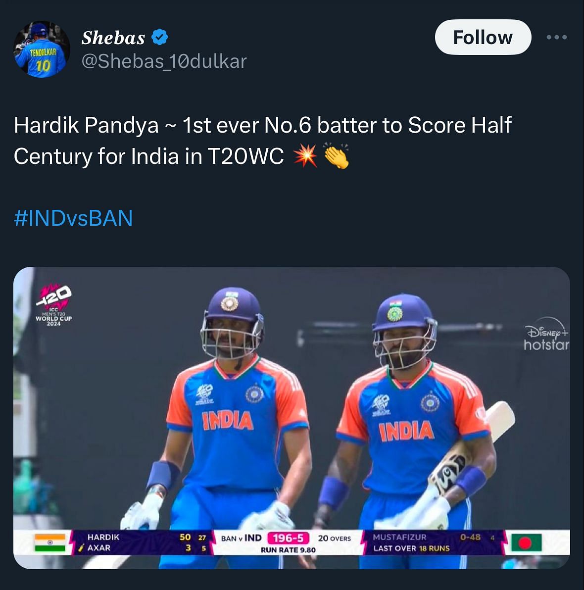 Here's how fans reacted to vice-captain Hardik Pandya's all-round show against Bangladesh. 