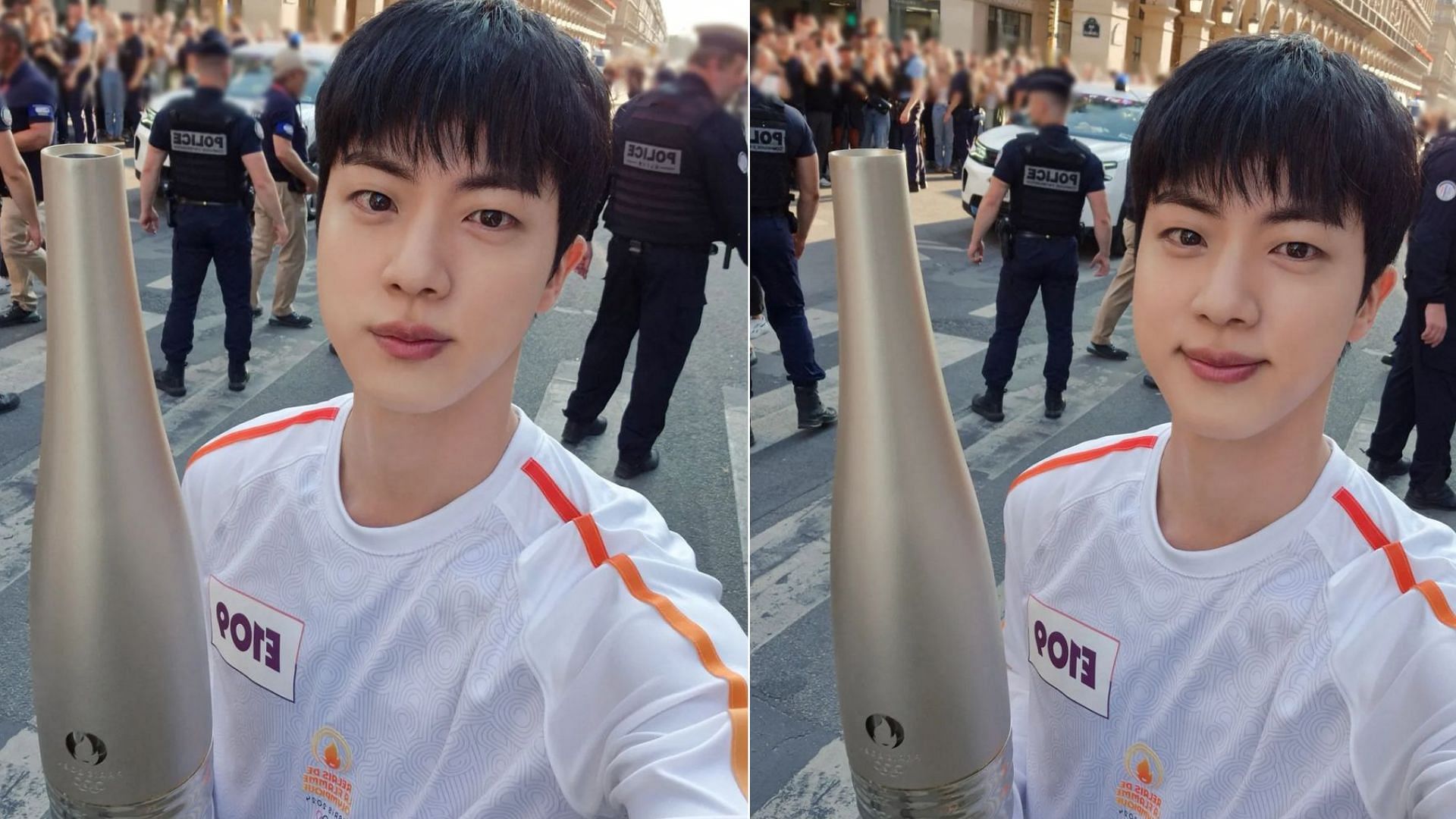 <div class="paragraphs"><p>Pop-sensation Jin, the oldest member of BTS, carried the Olympic flame near Paris' Louvre Museum on Sunday.</p></div>