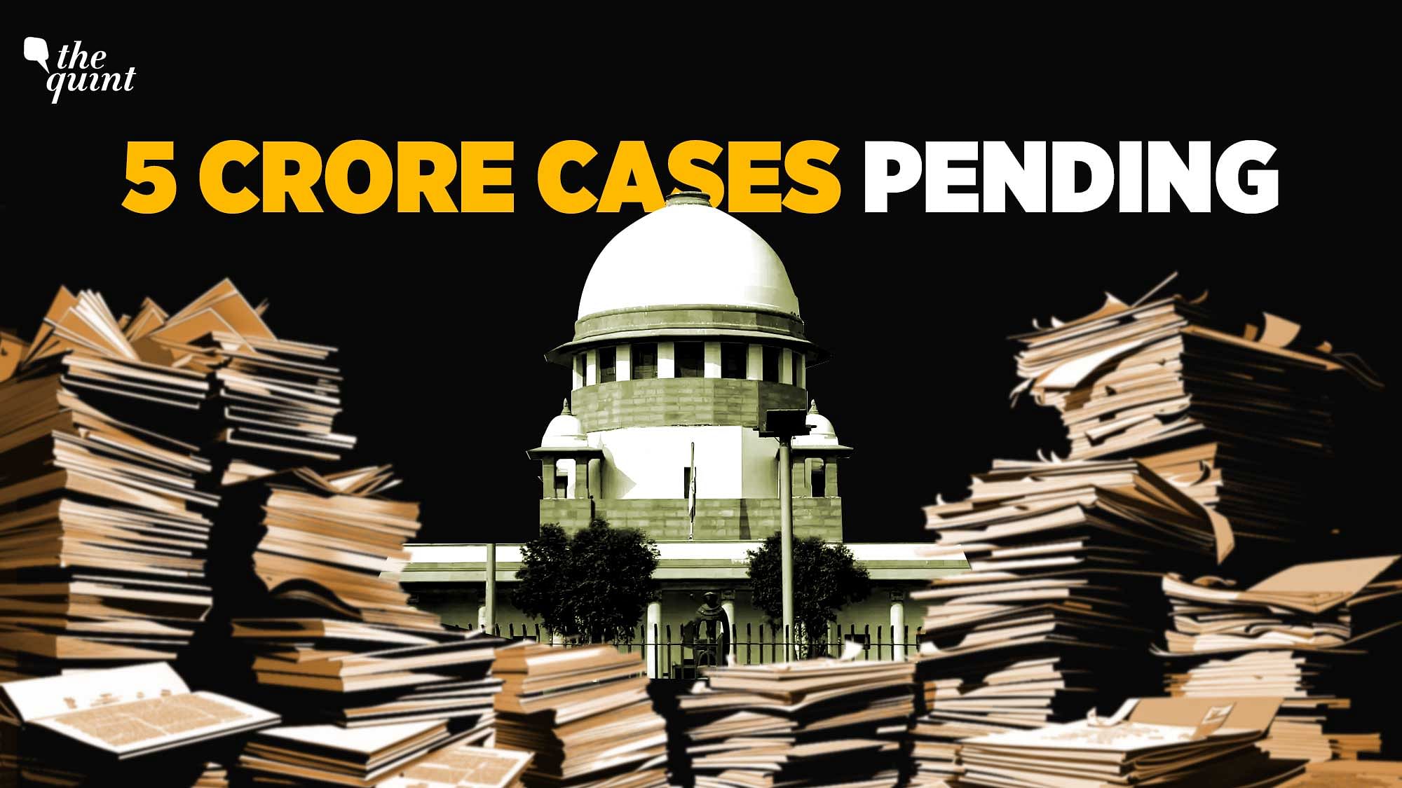 <div class="paragraphs"><p>(5.07 crore cases are pending in various courts, data by the Union Law Ministry has revealed)</p></div>