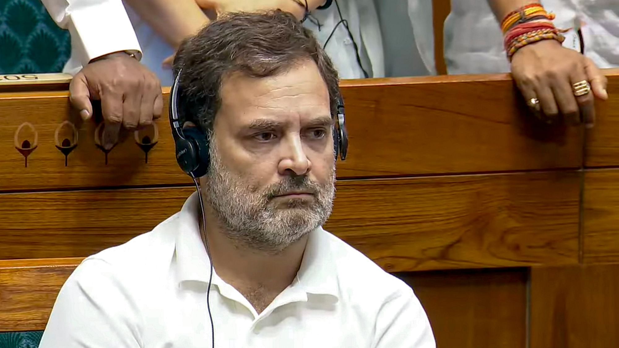 <div class="paragraphs"><p>Leader of Opposition in Lok Sabha Rahul Gandhi during Prime Minister Narendra Modi's reply to the Motion of Thanks on the President's Address, in New Delhi, Tuesday, 2 July. </p></div>