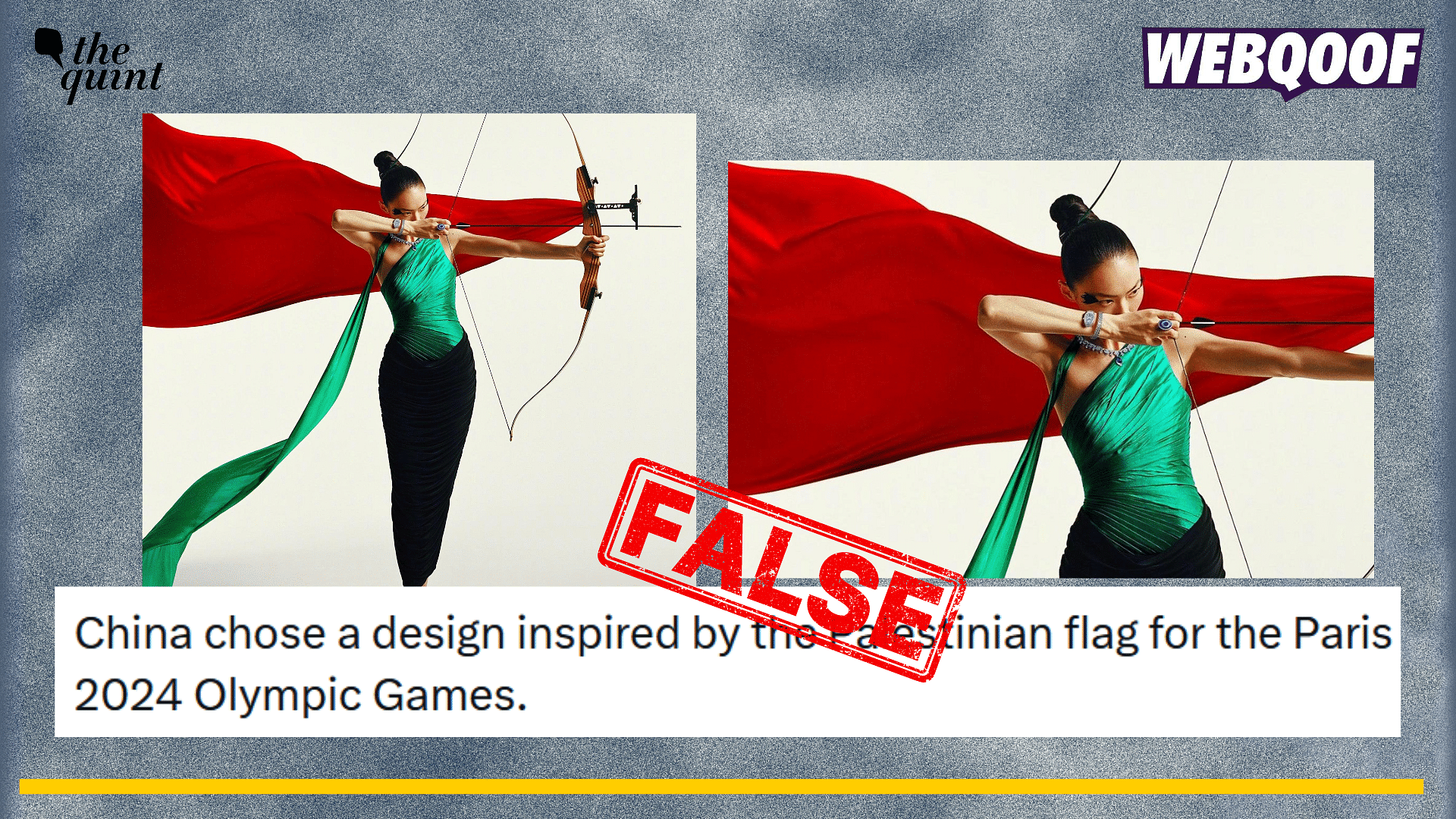 <div class="paragraphs"><p>Fact-check: An old photo from a VOGUE photo shoot is being falsely shared as outfit of Chinese athletes based on Palestinian flag for Paris Olympics.</p></div>