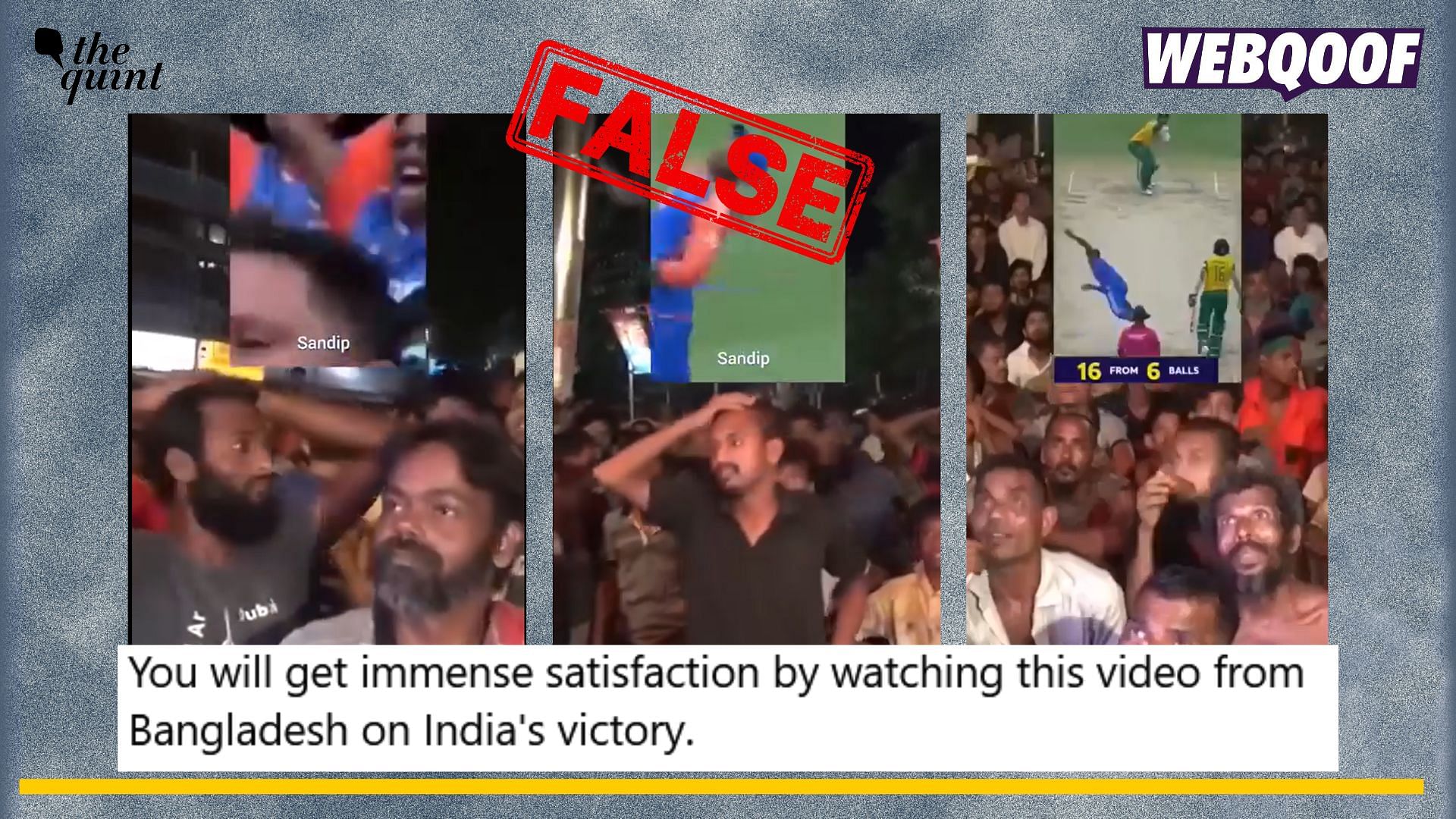 <div class="paragraphs"><p>Fact-check: An old video of Bangladeshi locals reacting to Bangladesh's loss is being falsely shared as them reacting to India's win.</p></div>