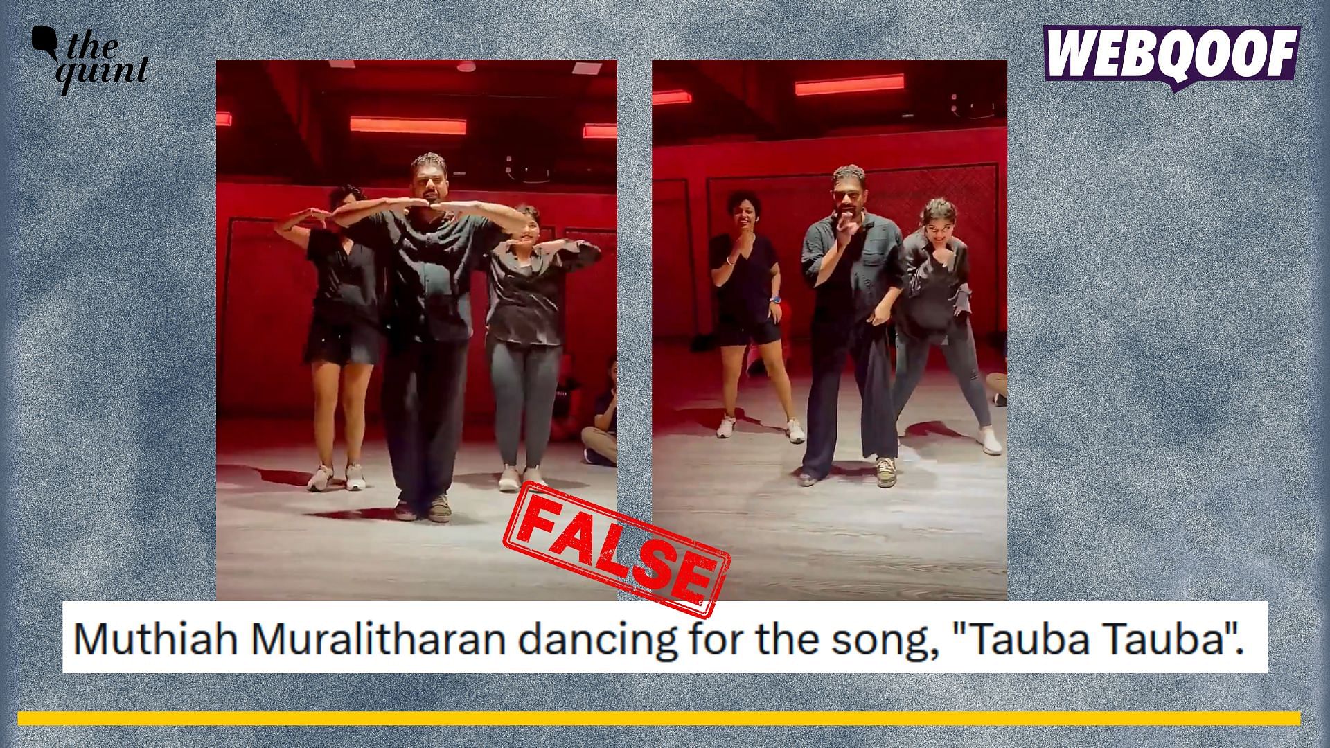 <div class="paragraphs"><p>Fact-Check: A video of a dancer shaking a leg on song '<em>Tauba Tauba</em>' is going viral where users are misidentifying him as Sri Lankan coach Muttiah Muralitharan.</p></div>