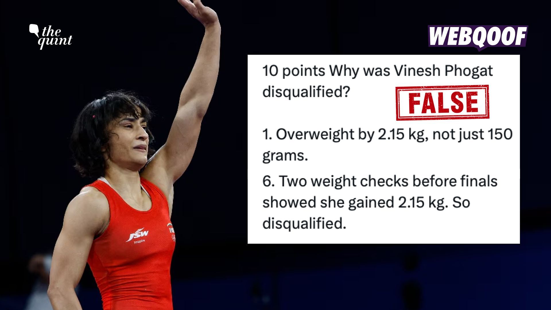 <div class="paragraphs"><p>All official communication by the IOA clearly states that Vinesh Phogat was "just over" her permitted weight category of 50 kgs.</p></div>