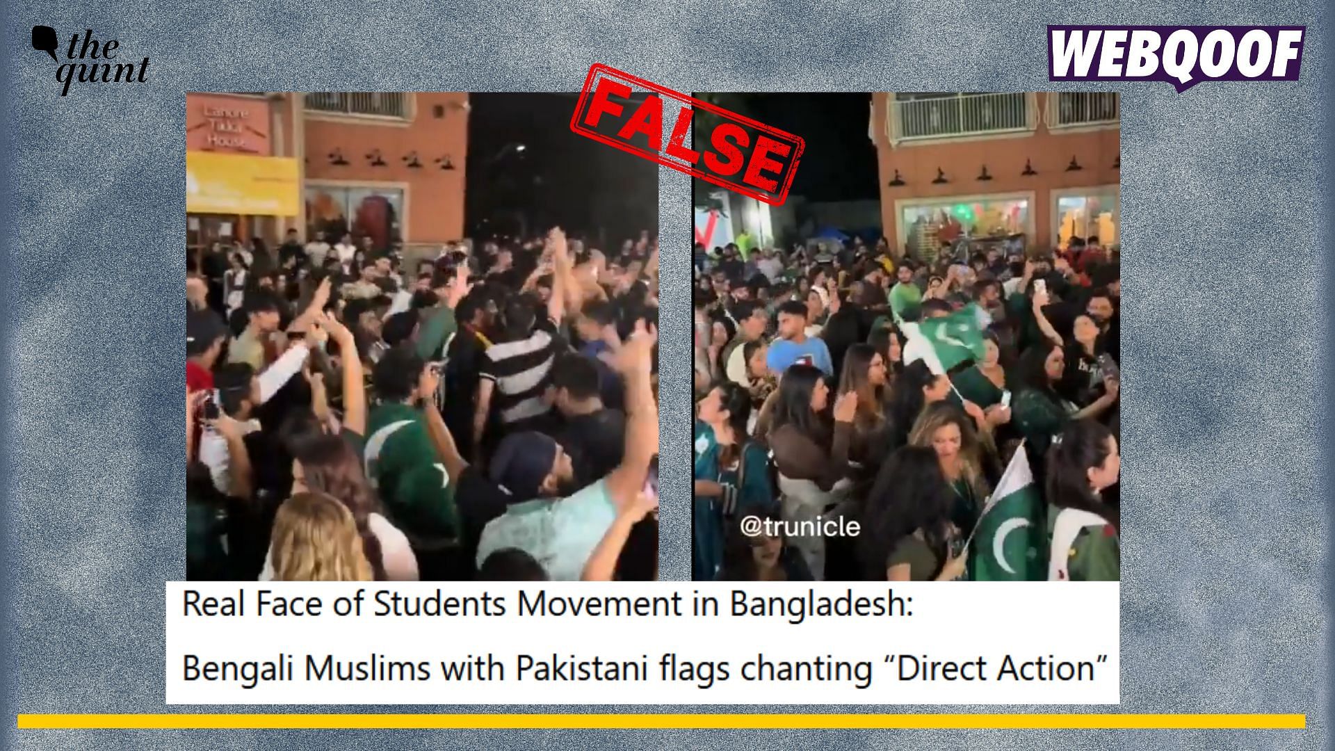 <div class="paragraphs"><p>Fact-check: An old, unrelated and edited video is going viral to claim that it shows Bangladeshi Muslims raising slogans for Pakistan.</p></div>