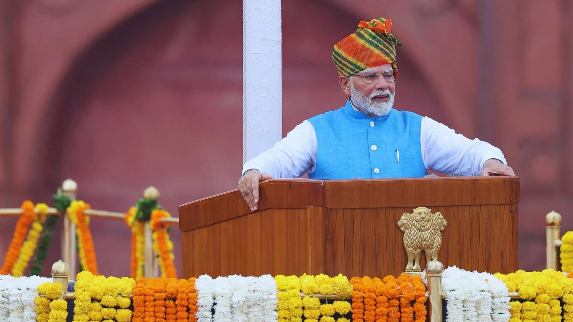 <div class="paragraphs"><p>PM Modi delivering his speech at the Red Fort.&nbsp;</p></div>