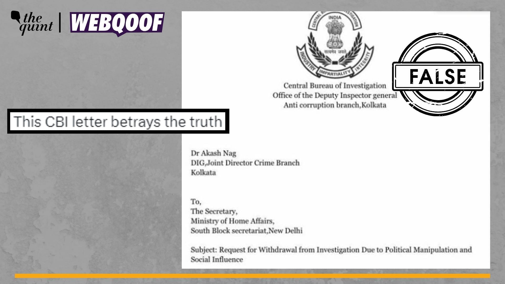 <div class="paragraphs"><p>Fact-Check | The letter is fake and was not issued by CBI.</p></div>