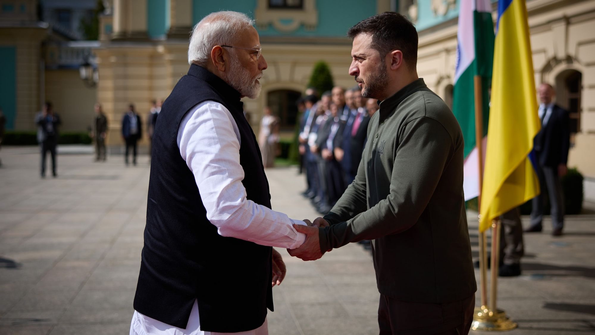 <div class="paragraphs"><p>Modi and&nbsp;Zelenskyy in Kyiv.&nbsp;</p></div>