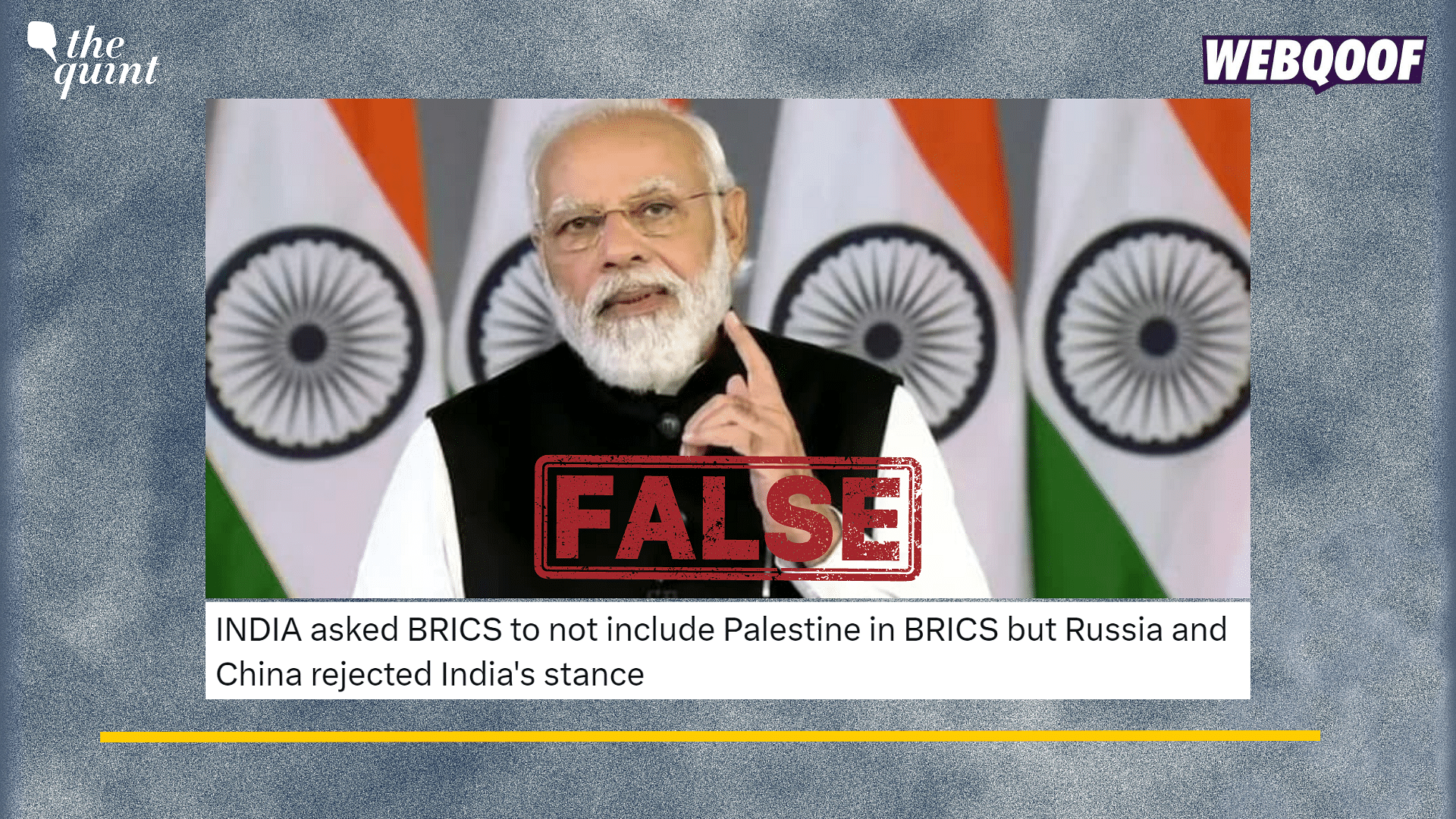 <div class="paragraphs"><p>Fact-Check | India did not oppose Palestine's inclusion in BRICS. </p></div>