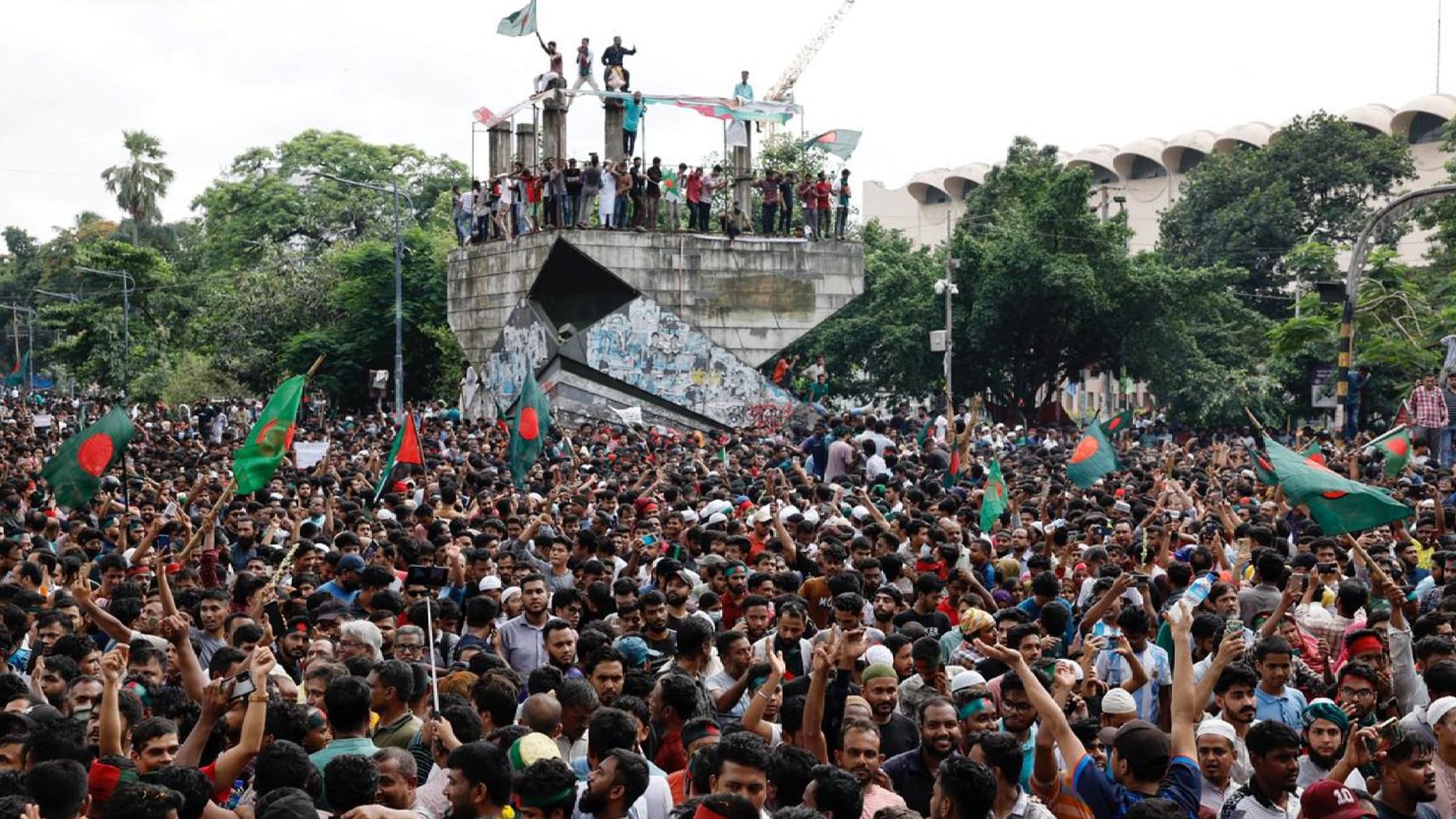 <div class="paragraphs"><p>Image used for representation only.&nbsp;People celebrate the resignation of Bangladeshi Prime Minister Sheikh Hasina in Dhaka, Bangladesh, on August 5, 2024.</p></div>