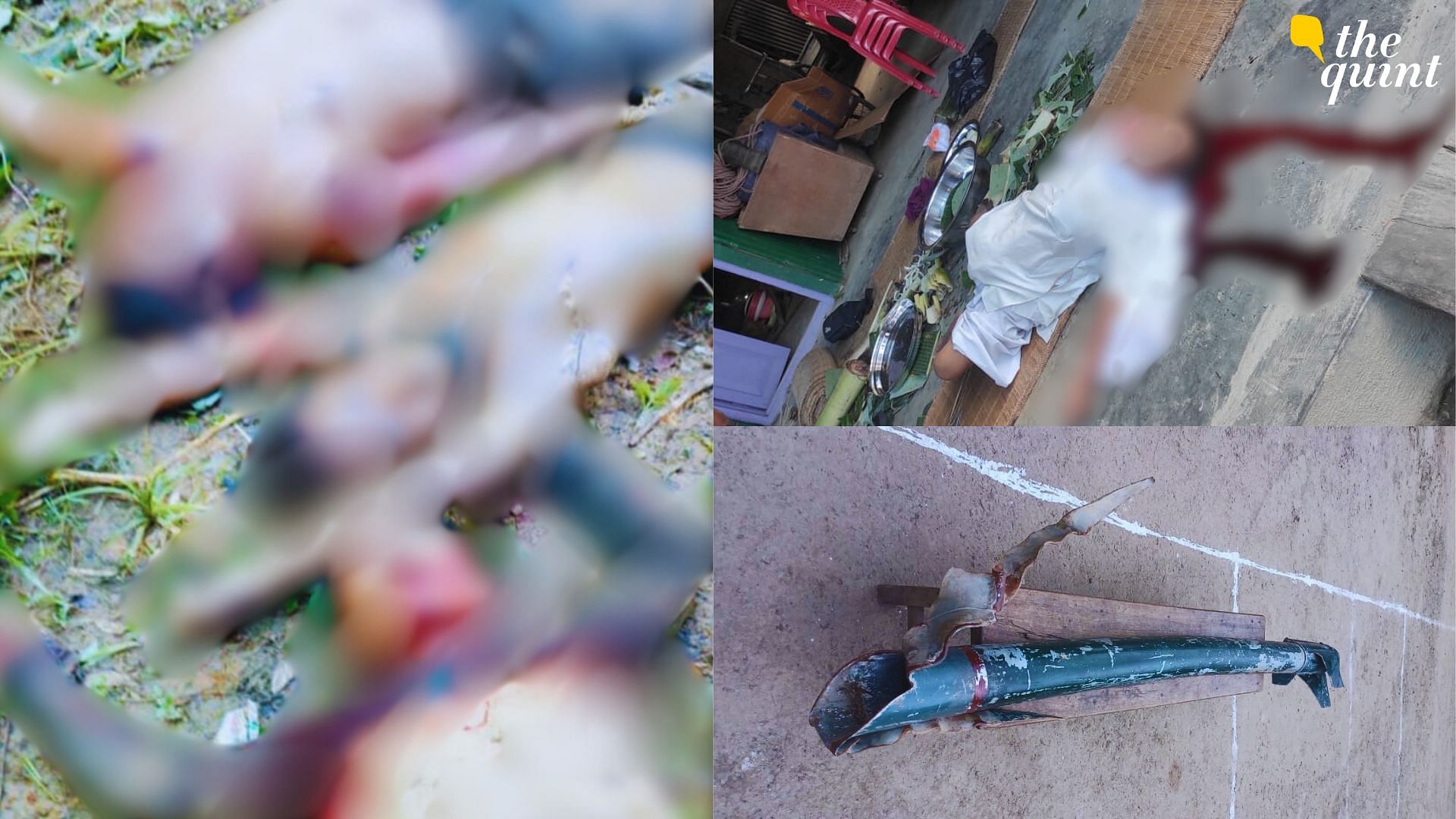 <div class="paragraphs"><p>The bodies of the Kuki-Zo people who were killed in Jiribam (left); the body of a 78-year-old man who was killed in a rocket-bomb attack in Bishnupur; and a piece of the rocket found in Bishnupur.</p></div>