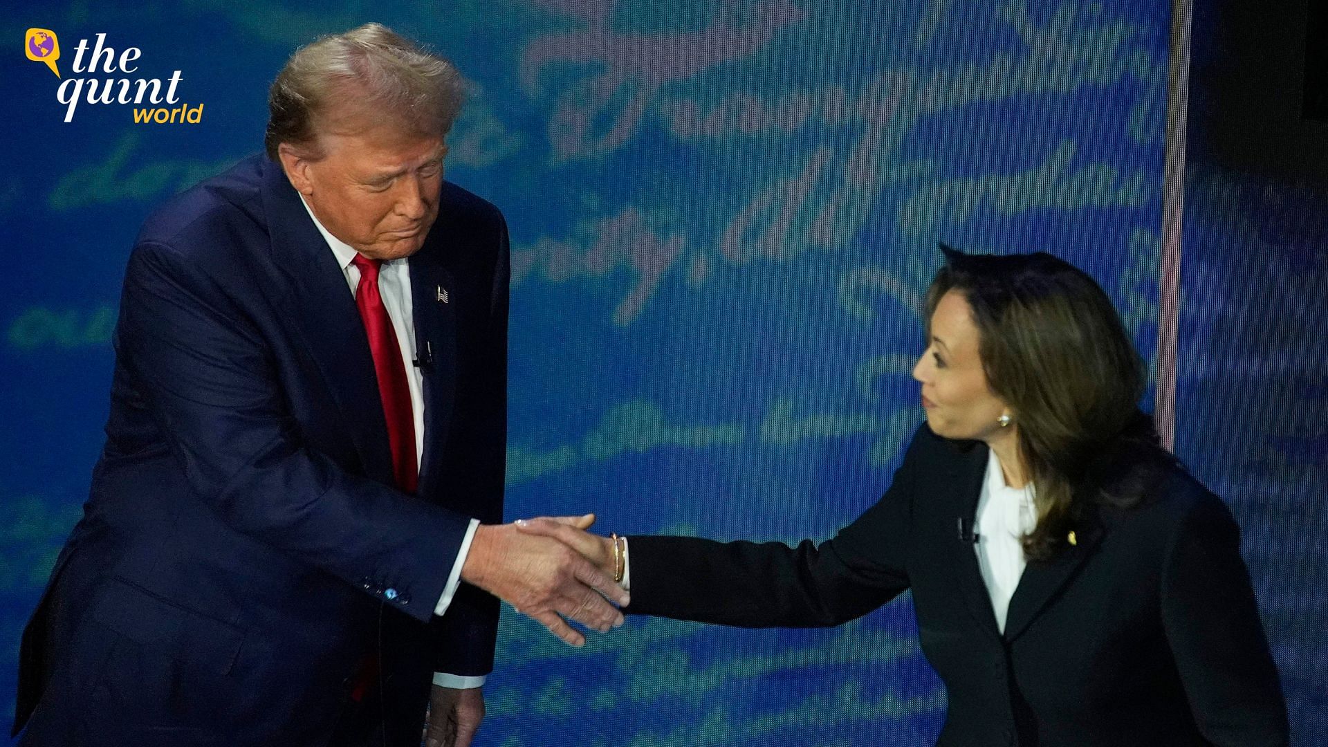 <div class="paragraphs"><p>Kamala Harris and Donald Trump greeting each other at the beginning of the US presidential debate on Wednesday, 11 September.&nbsp;</p></div>