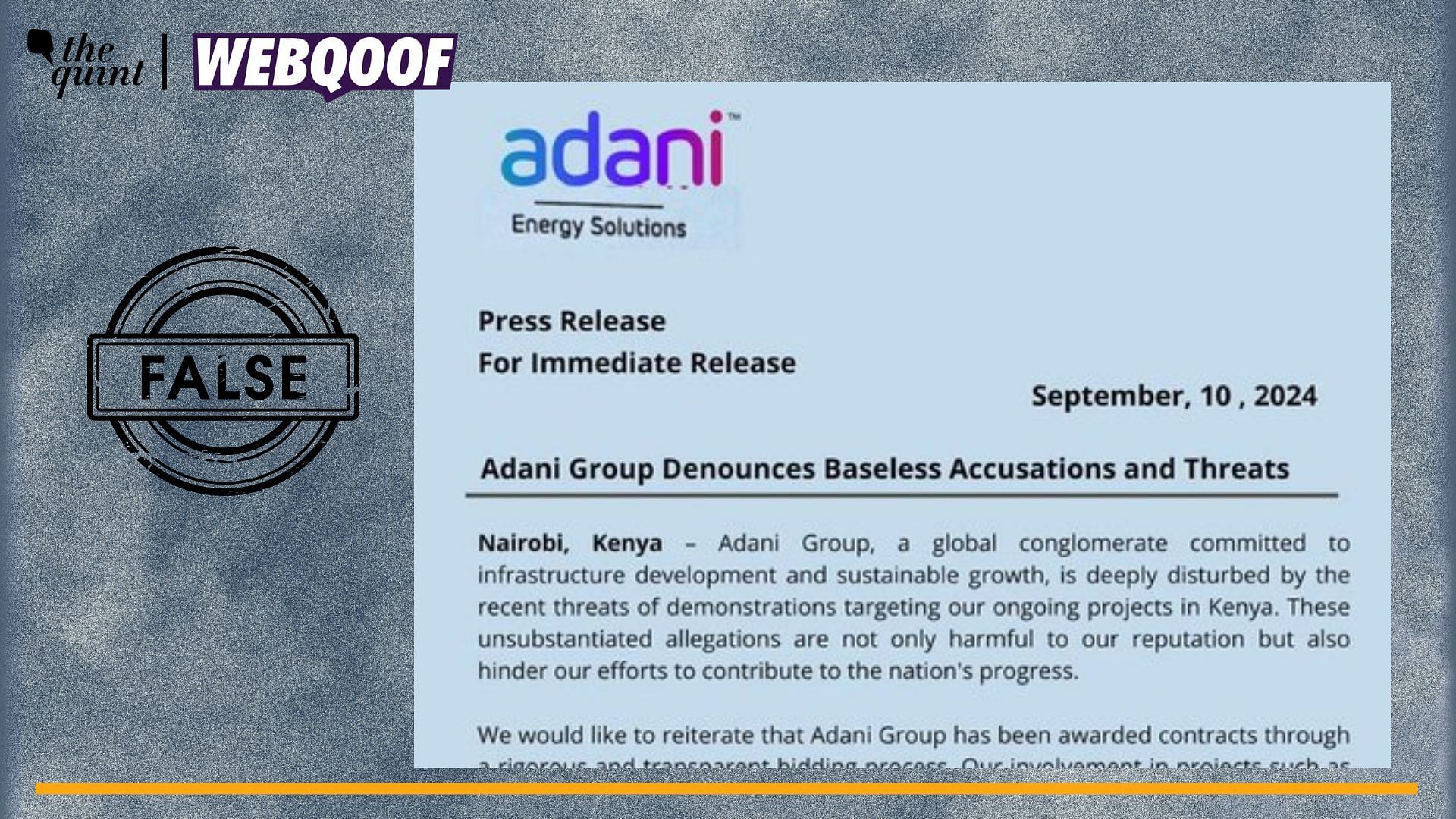 <div class="paragraphs"><p>Fact-Check | The press release purportedly shared by Adani group is fake.</p></div>