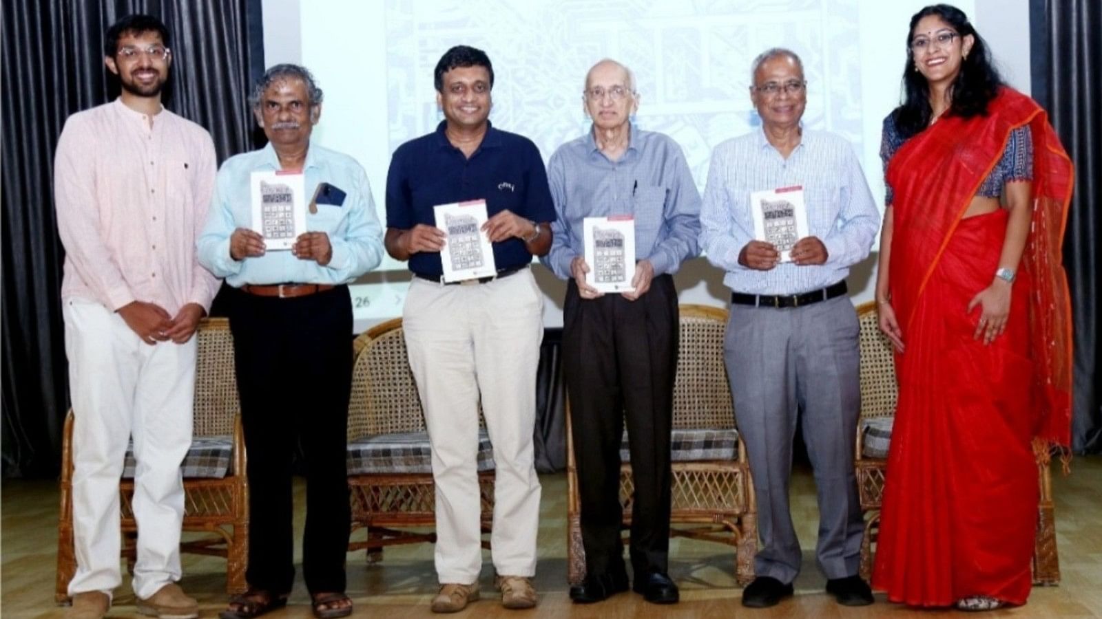 <div class="paragraphs"><p>Image Caption: The Mischief of Math – Book release, from right to left: Inavamsi Enaganti (Author), Prof. R. Balasubramanian (Former Director, IMSc), Prof. Madhavan Mukund (Director, Chennai Mathematical Institute), Prof. M. S. Ananth (Former Director, IIT Madras), Prof. Ashok Jhunjhunwala (Former President, IIT Madras Research Park), and Nivedita Ganesh (Author) at the Chennai Mathematical Institute.</p></div>