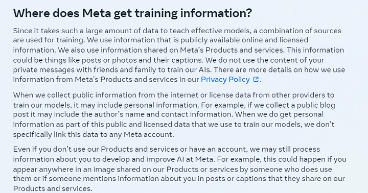 ಎಐ ಮಾದರಿಗಳಿಗೆ ತರಬೇತಿ ನೀಡಲು ಸಾರ್ವಜನಿಕ ಪೋಸ್ಟ್ಗಳನ್ನು ಬಳಸುವುದರಿಂದ ಮೆಟಾವನ್ನು ಪೋಸ್ಟ್ ನಿಷ್ಕ್ರಿಯಗೊಳಿಸುತ್ತದೆ ಎಂದು ಸಾಬೀತುಪಡಿಸಲು ಯಾವುದೇ ಪುರಾವೆಗಳಿಲ್ಲ.