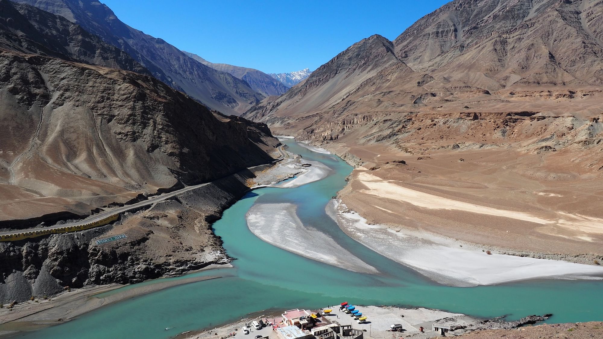 <div class="paragraphs"><p>The confluence of the Indus and Zanskar rivers in Ladakh.</p></div>