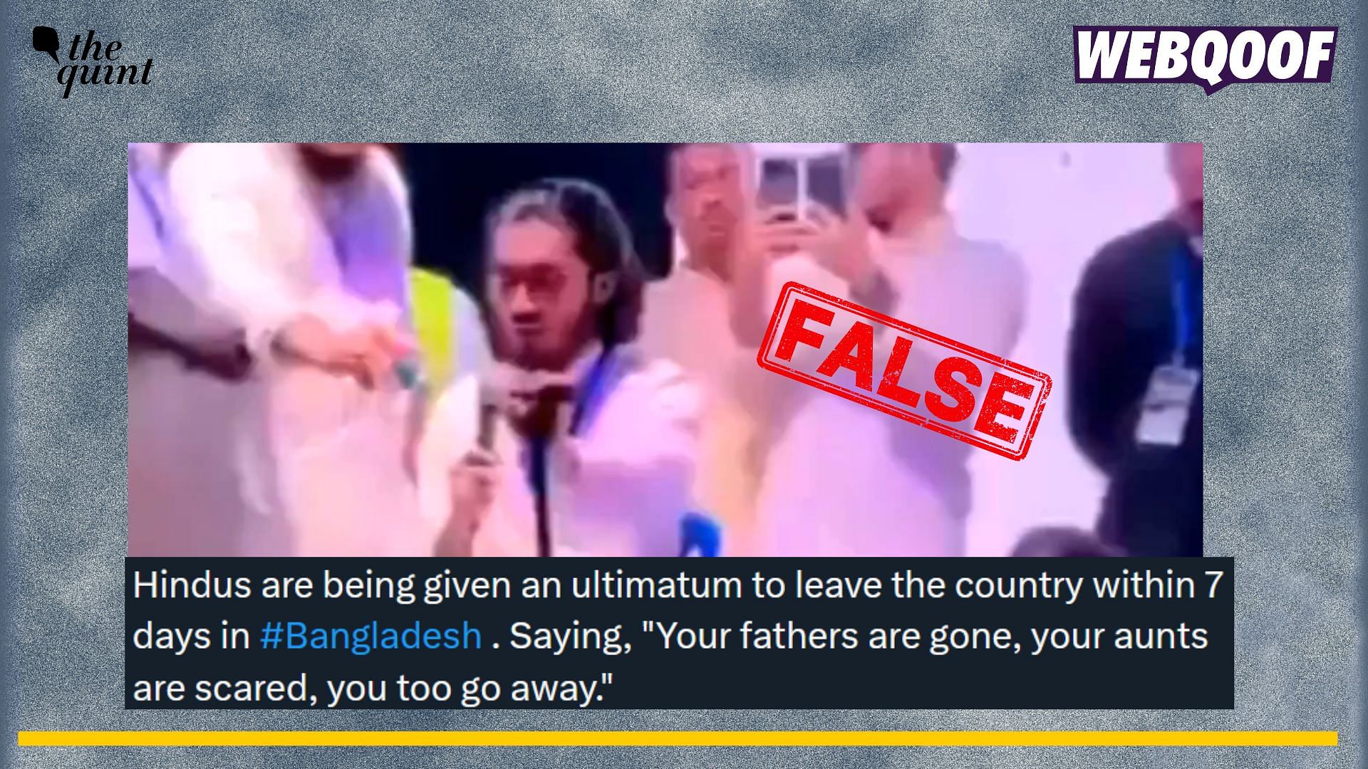 <div class="paragraphs"><p>Fact-check: A clipped video of a man delivering a speech in Bangladesh is going viral with a false communal claim.</p></div>