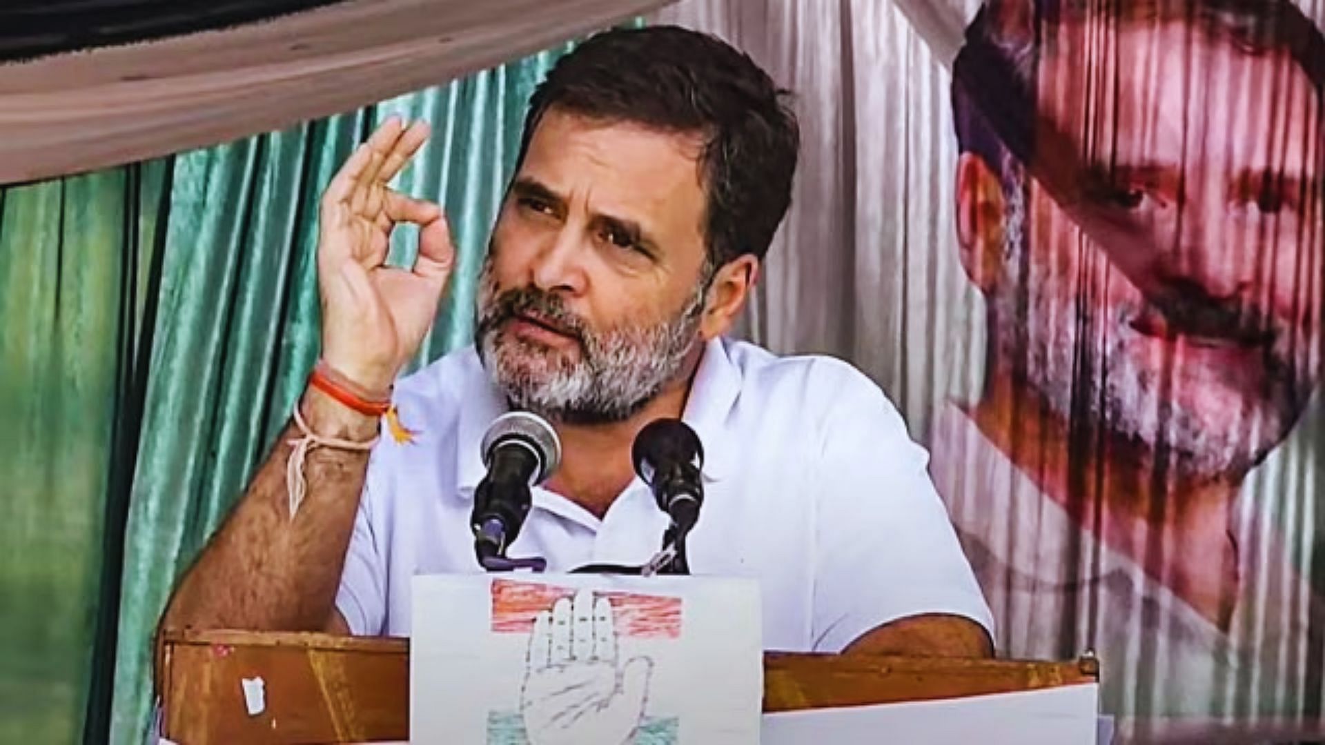 <div class="paragraphs"><p>Leader of Opposition in Lok Sabha and Congress MP Rahul Gandhi addresses a public meeting ahead of Jammu and Kashmir Assembly elections, in Ramban, Jammu, Wednesday.</p></div>