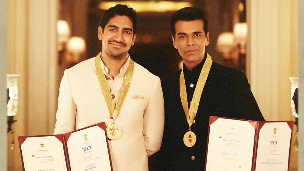 <div class="paragraphs"><p>Ayan Mukerji and Karan Johar win the National Award for Best Film in AVGC.</p></div>