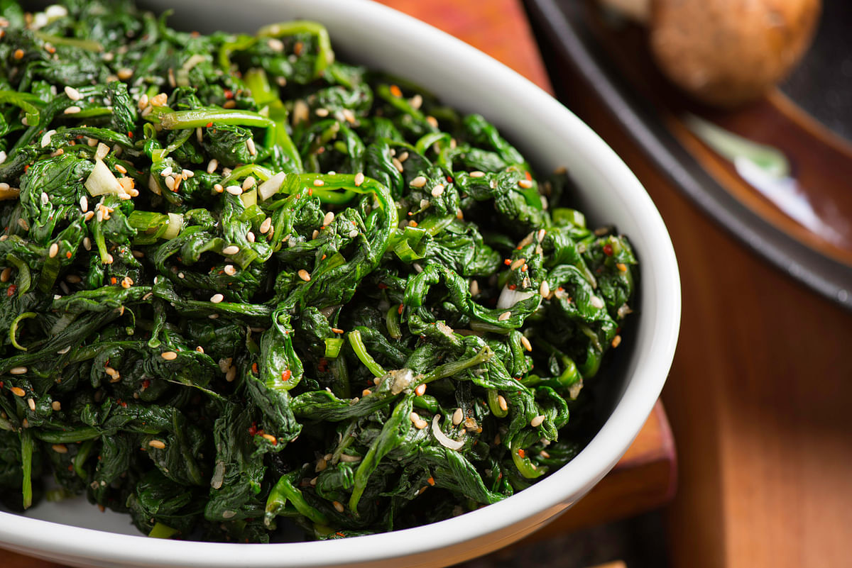 Spinach is loaded with iron.