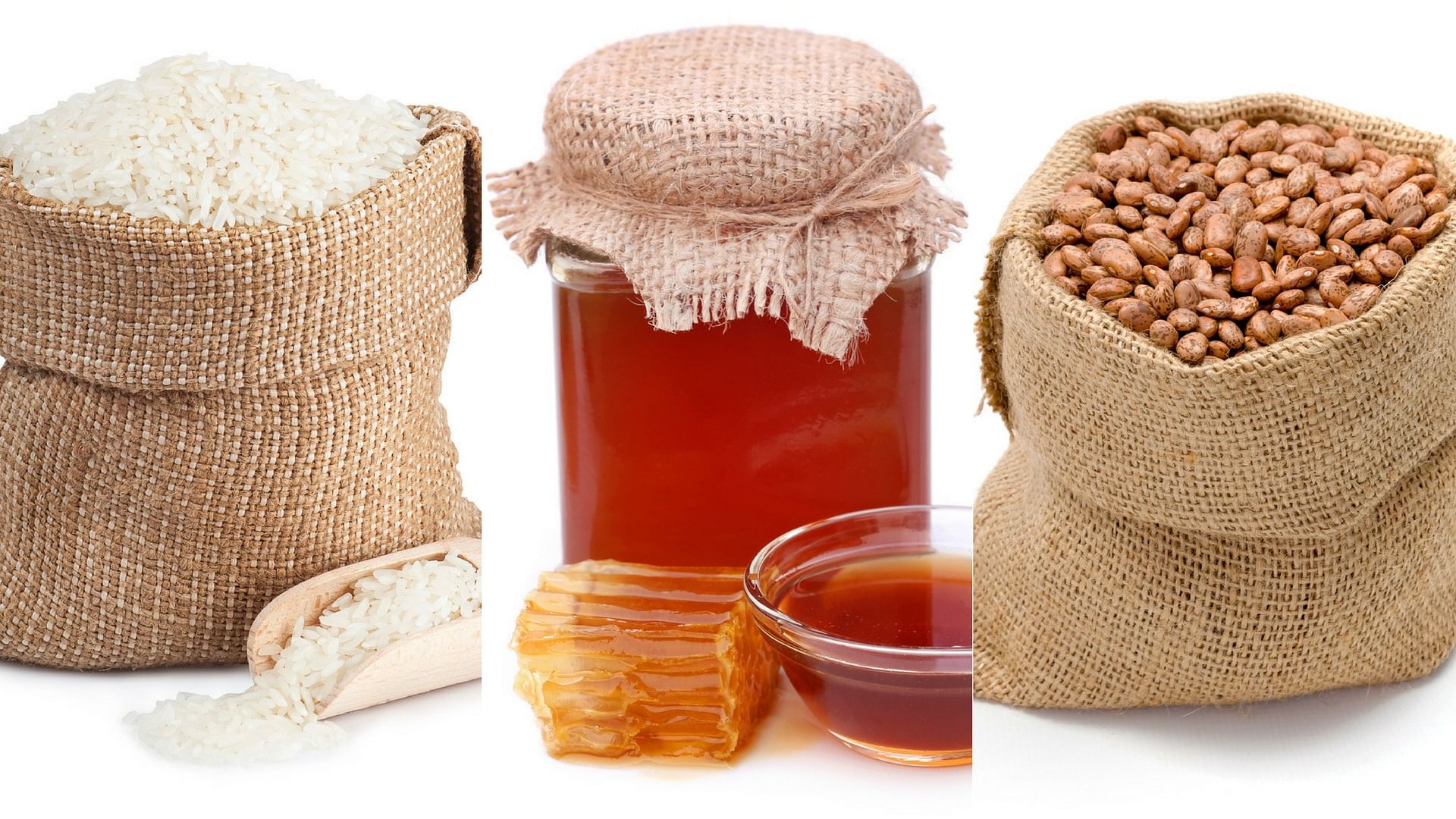Rice (left), honey (centre) and beans (right) come without expiry date.&nbsp;