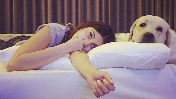 Anushka Sharma with her pet. 