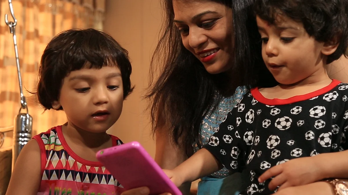 Suchita Malaviya at home with her daughters.