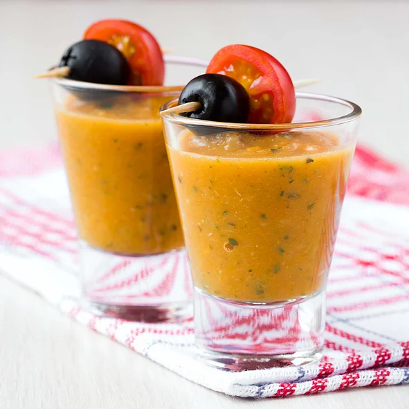 Serve the soup in shot glasses!