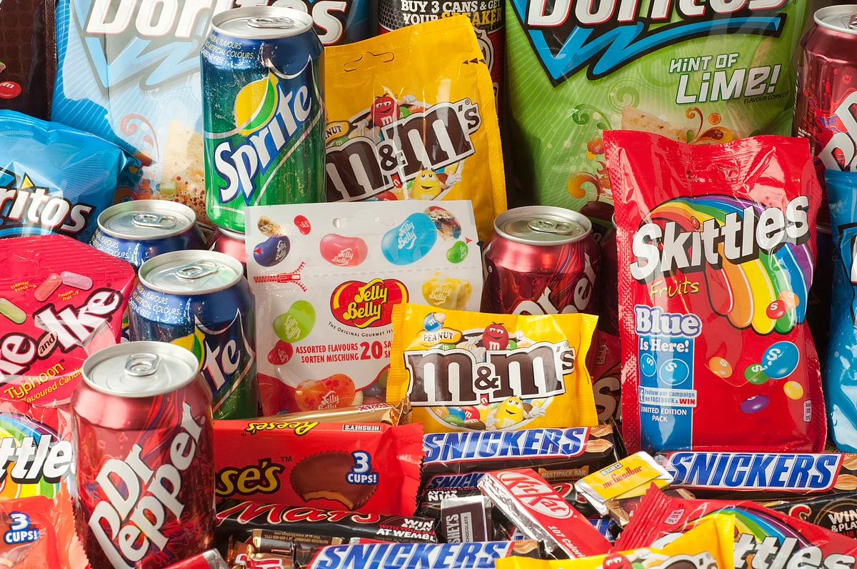 Snacks are loaded with aritificial sugars, preservatives, large amounts of salt or spices, to taste delicious.