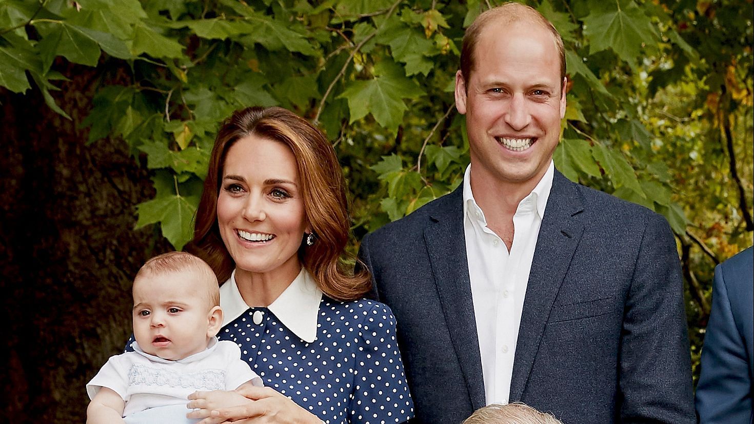(Right to left) Prince William, Duchess of Cambridge Kate Middleton and their youngest kid Prince Louis.